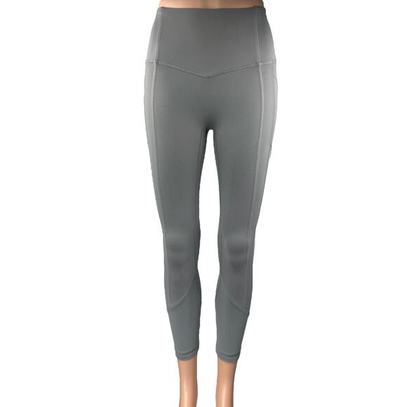Lululemon Gray Mesh Pocket Yoga Workout Running Athletic Leggings Pants Size 2 - Picture 1 of 5